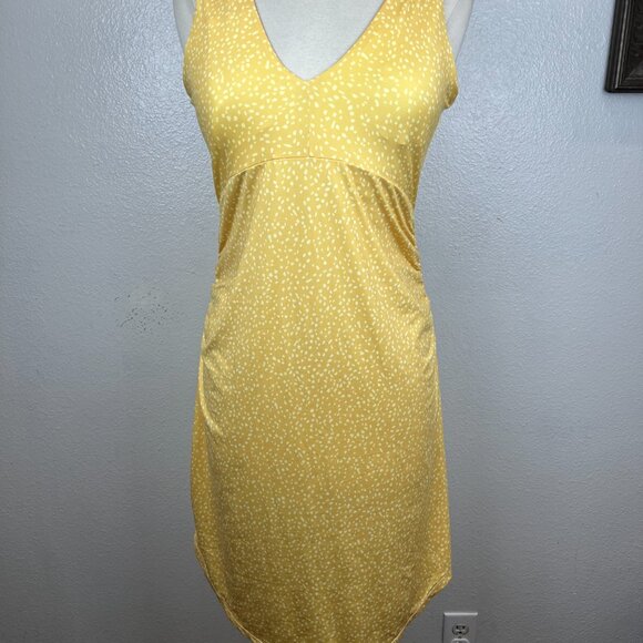 PrAna Yellow BIRCH SPOTS PEARL ISLA PERFORMANCE JERSEY DRESS SZ M - Picture 5 of 12